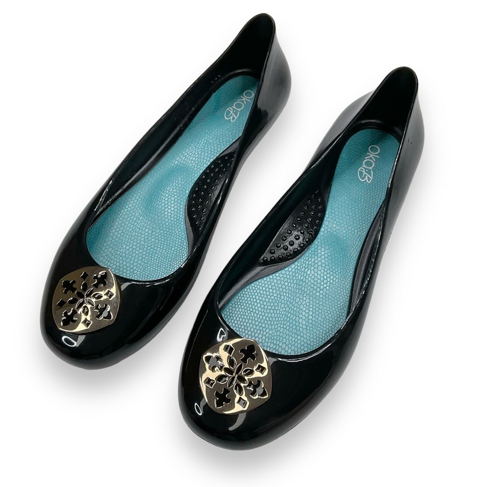 Oka B Flats Womens Size 7 Black Rain Ainsley Waterproof Round Roe Ballet
